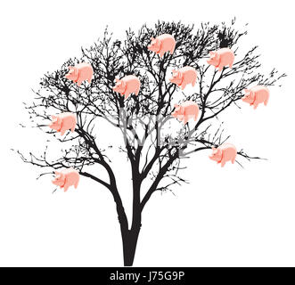 Illustration de l'arbre de l'argent des sacs de dollars dollar arbre isolé avenir illustration Banque D'Images