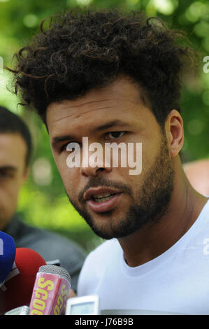 Portraits de joueur de tennis français Jo-Wilfried Tsonga Banque D'Images