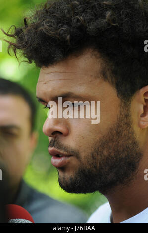 Portraits de joueur de tennis français Jo-Wilfried Tsonga Banque D'Images