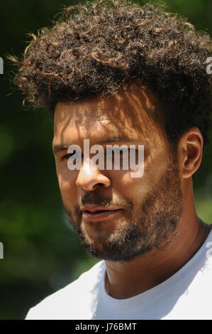 Portraits de joueur de tennis français Jo-Wilfried Tsonga Banque D'Images