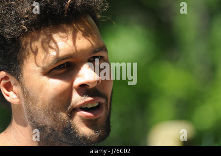 Portraits de joueur de tennis français Jo-Wilfried Tsonga Banque D'Images