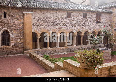 France, Rhône, Beaujolais, salles-Arbuissonnas-en-Beaujolais, vestiges du prieuré cluniac de Saint Martin de salles, cloître Banque D'Images