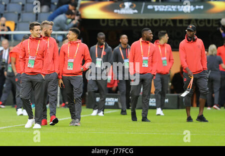 Stockholm, Suède. 23 mai, 2017. Les joueurs de Manchester United à pied autour de la Friends arena stade avant l'UEFA Europa League match final contre l'Ajax. 23 mai 2017 La Friends arena, Stockholm, Suède. Credit : Ahmad Mora/Alamy Live News Banque D'Images