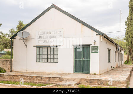 NIEU BETHESDA, AFRIQUE DU SUD - le 21 mars 2017 : La bibliothèque publique de Nieu-Bethesda, un village historique dans la province orientale du Cap Banque D'Images