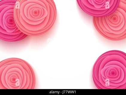 Fleurs roses en style de l'art du papier. Arrière-plan de roses en papier Illustration de Vecteur