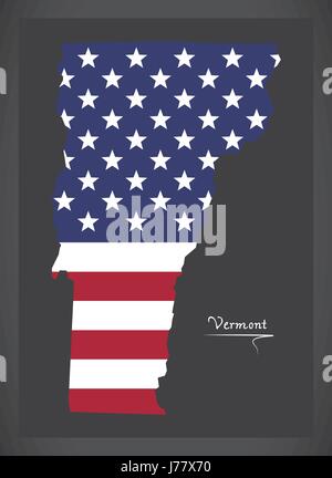 Carte avec Vermont American national flag illustration Illustration de Vecteur