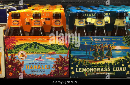 Les marques de bière hawaïennes. Photo Tony Gale Banque D'Images