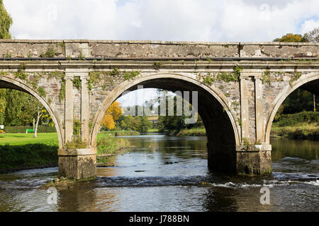 L'historique et magnifique dix Arch Pont de pierre sur fleuve Nore en Inistioge, Kilkenny, Irlande photographié à l'automne Banque D'Images