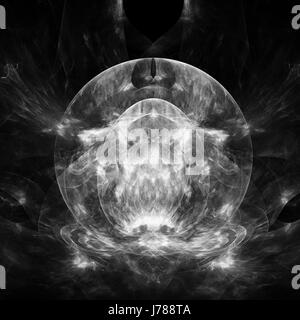 Résumé Contexte numérique fractale générée à l'ordinateur en noir et blanc. Banque D'Images