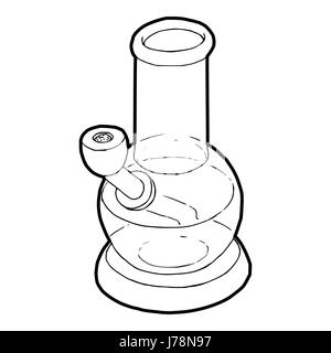 Bong pour fumeurs dans les grandes lignes l'icône de style sur un fond blanc vector illustration Illustration de Vecteur