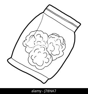 Petit sac avec des bourgeons de marijuana médicale dans les grandes lignes l'icône de style sur un fond blanc vector illustration Illustration de Vecteur