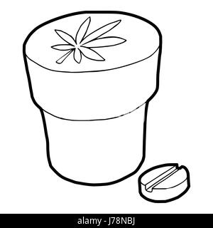 Bouteille de marijuana médicale et l'icône Tablette dans contour style sur un fond blanc vector illustration Illustration de Vecteur