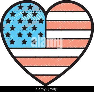 Coeur de Nice avec l'intérieur du drapeau usa Illustration de Vecteur