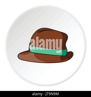 Mens icône en forme de chapeau cartoon style isolé sur fond cercle blanc. Illustration vecteur symbole coiffure Illustration de Vecteur