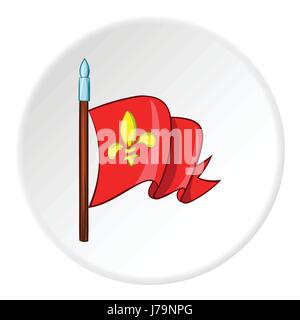 L'icône du drapeau chevalier médiéval, style cartoon Illustration de Vecteur