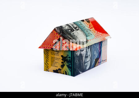 Maison Origami fait avec des notes d'Australie Banque D'Images