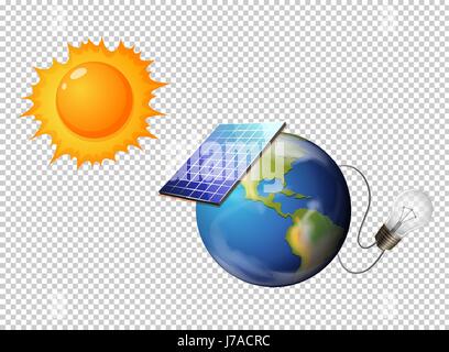 Schéma montrant le soleil et la cellule solaire sur terre illustration Illustration de Vecteur