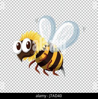 Petite Abeille battant sur fond transparent illustration Illustration de Vecteur