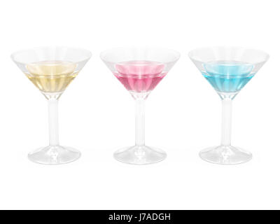 Jeu de verres à cocktail avec du liquide, chemin de détourage inclus Banque D'Images