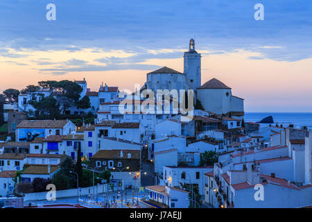 Espagne, Catalogne, Costa Brava, Cadaques la nuit Banque D'Images