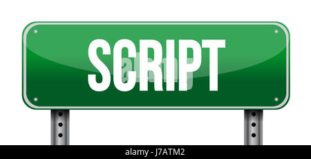 Plaque de rue script illustration design concept isolated over white Banque D'Images