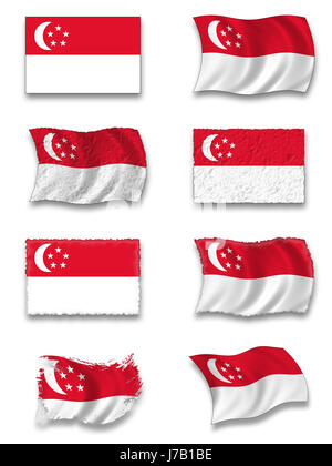 Drapeau national drapeau Singapour Singapour national coup pictogramme Banque D'Images