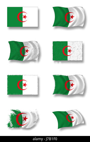 Drapeau Drapeau national Algérie Algérie coup pictogramme Pictogramme Banque D'Images