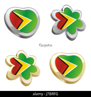 Fleur plante drapeau guyana coeur illustration couleur fleur plante emblème de voyage Banque D'Images