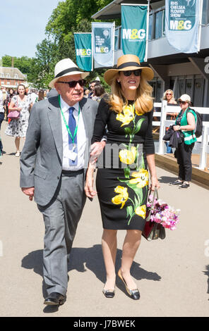 Rupert Murdoch, magnat des médias américain et son épouse à la Murdoch Jerry RHS Chelsea Flower Show 2017 Banque D'Images