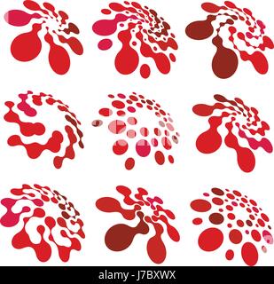 Abstract circle. logotype Ronde en pointillés rouges chem isolés collection logo. L'icône de virus. Soleil inhabituel. Symbole de la fleur. Inscrivez-spirale.Vector illustration germes Illustration de Vecteur