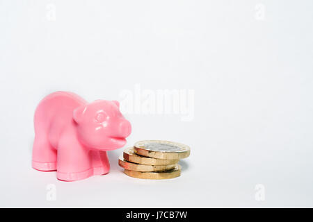 Vue rapprochée de la pièces Livre et cochon Rose Banque D'Images