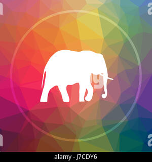 L'icône de l'éléphant. Site web de l'éléphant sur le bouton bas fond poly. Banque D'Images