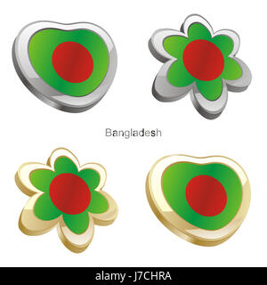 Fleur plante illustration bangladesh drapeau coeur couleur fleur emblème de voyage Banque D'Images