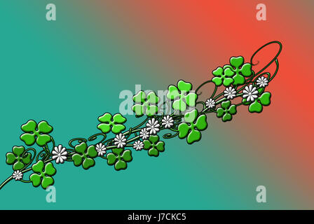 Trèfle à quatre feuilles pétales feuille page graphique symbolique fleur vert Banque D'Images