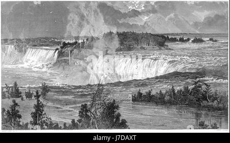 Une gravure de Niagara Falls numérisées à haute résolution à partir d'un livre imprimé en 1872. Croyait libres de droit. Banque D'Images