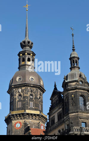 Hausmannsturm tower, une partie de Château Residenzschloss Dresden (Schloss Dresde), à Dresde. Banque D'Images