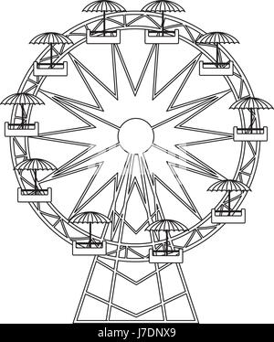 Fête foraine avec grande roue. Amusement et carnival, carousel in park Illustration de Vecteur