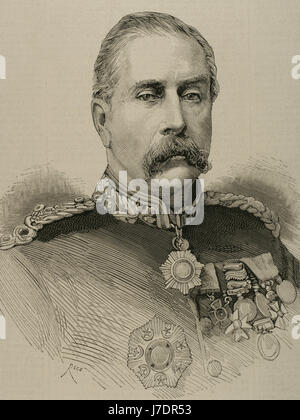 Gerald Graham (1831-1899). Militaire britannique, récipiendaire de la Croix de Victoria. Portrait. Gravure de Rico. 'La Ilustracion Espanola y Americana', 1884. Banque D'Images