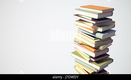 Pile de livres colorés avec clipping path isolé sur fond blanc Banque D'Images