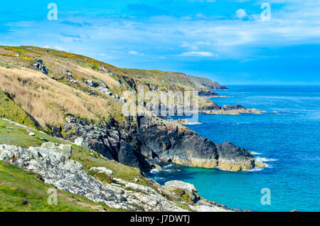 La côte nord des Cornouailles, à l'ouest de Burthallan Clodgy Point près de Falaise et St Ives. Banque D'Images