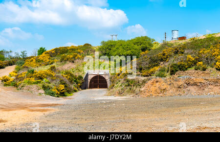 Le Tuckingmill Sud Crofty baisse entrée Piscine Mine à Cornwall. Banque D'Images