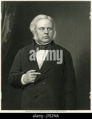 C Antique1860 gravure, John Bright. John Bright (1811-1889), Quaker, était un homme d'État libéral et radical, l'un des plus grands orateurs de sa génération et un promoteur de politiques de libre-échange. SOURCE : gravure originale. Banque D'Images