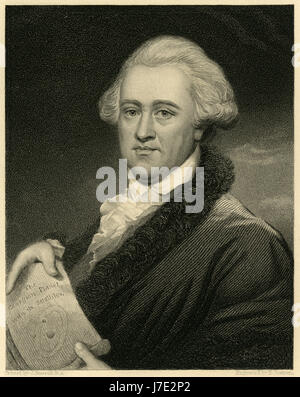 C Antique1840 gravure, Frederick Herschel. Frederick William Herschel (1738-1822) est un astronome britannique et compositeur d'origine allemande, et frère de collègue astronome Caroline Herschel, avec qui il a travaillé. SOURCE : gravure originale. Banque D'Images