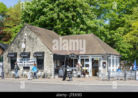 Le vieux moulin Tea Rooms, Town Quay Quay, Christchurch, Christchurch, Dorset, Angleterre, Royaume-Uni Banque D'Images