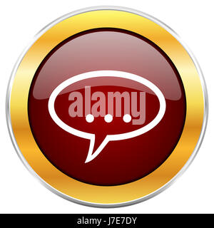 Forum icône web avec golden border isolé sur fond blanc. Bouton brillant rond. Banque D'Images