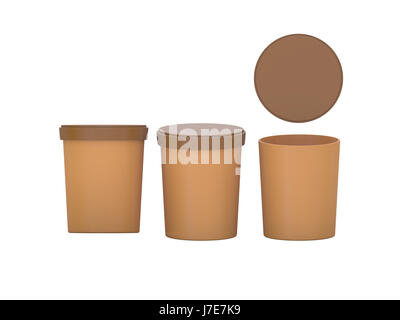 Brown à vide contenant de plastique alimentaire packaging with clipping path, emballage en plastique des maquettes pour les desserts, yaourts, glaces, Snack ou surgelés. Re Banque D'Images