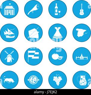 Icône d’Espagne bleu Illustration de Vecteur