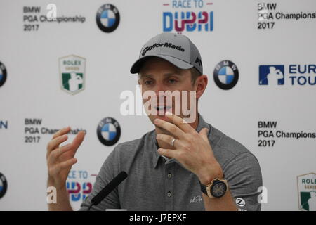 Virgina Eau, Surrey, UK 24 mai 2017 Justin Rose, le Major winer et champion olympique parle de ses chances de gagner le championnat BMW PGA Golf Club à la Wentworth, cette semaine : Motofoto Crédit/Alamy Live News Banque D'Images