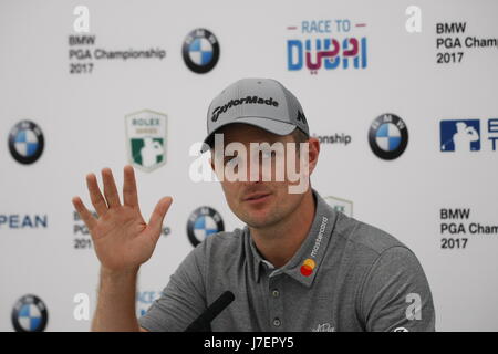 Virgina Eau, Surrey, UK 24 mai 2017 Justin Rose, le Major winer et champion olympique parle de ses chances de gagner le championnat BMW PGA Golf Club à la Wentworth, cette semaine : Motofoto Crédit/Alamy Live News Banque D'Images