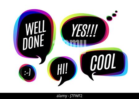 Jeu de bulles colorées, icônes ou parler avec texte nuage Illustration de Vecteur
